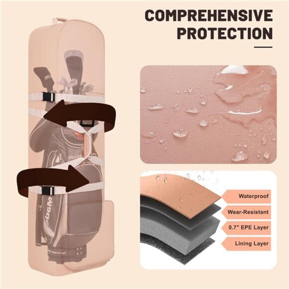 Golf Travel Bags for Airlines with Adjustable Support Rod and Detachable - Picture 6 of 8